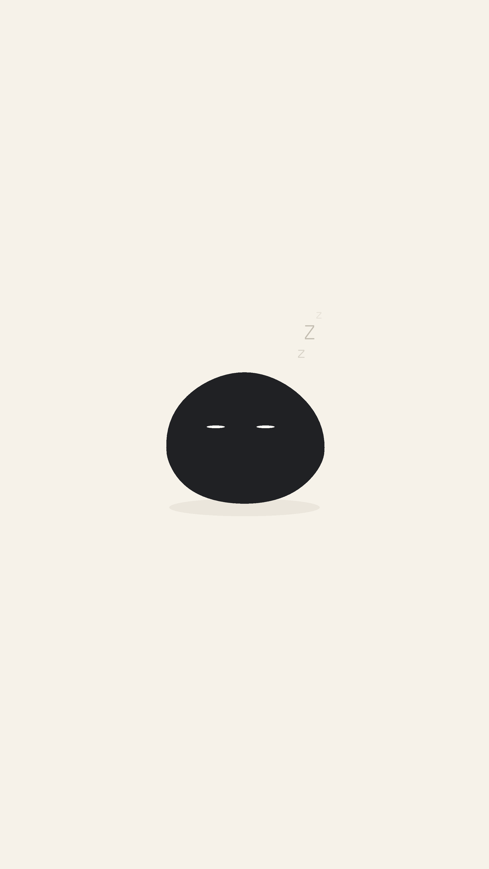 The blob asleep after being left alone.